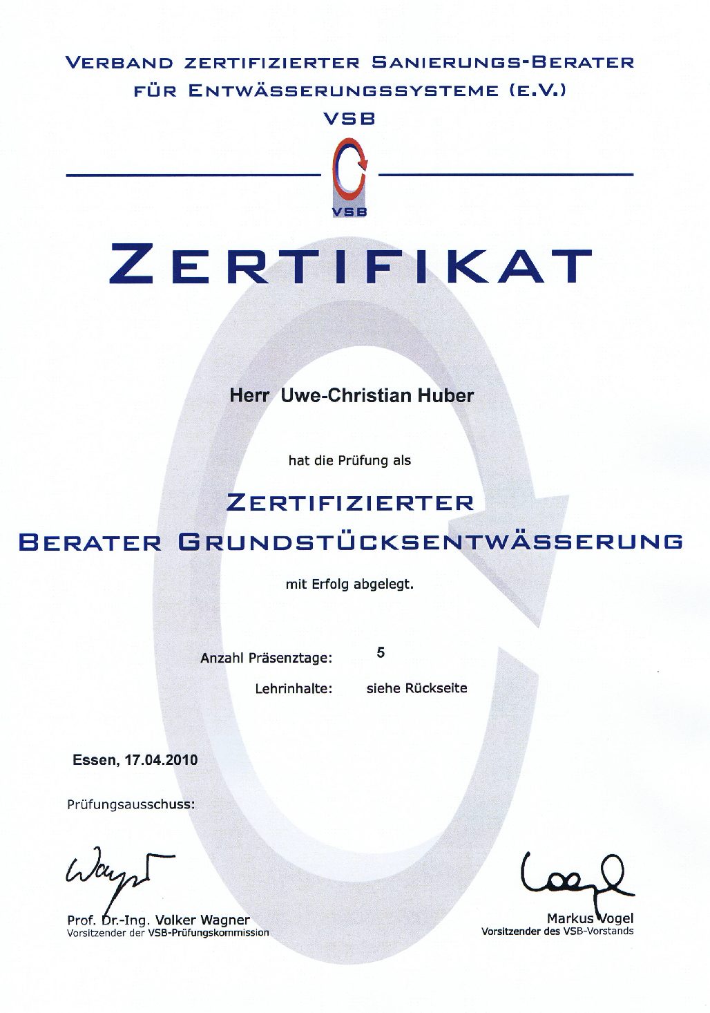 Berater Grundstücksentwässerung