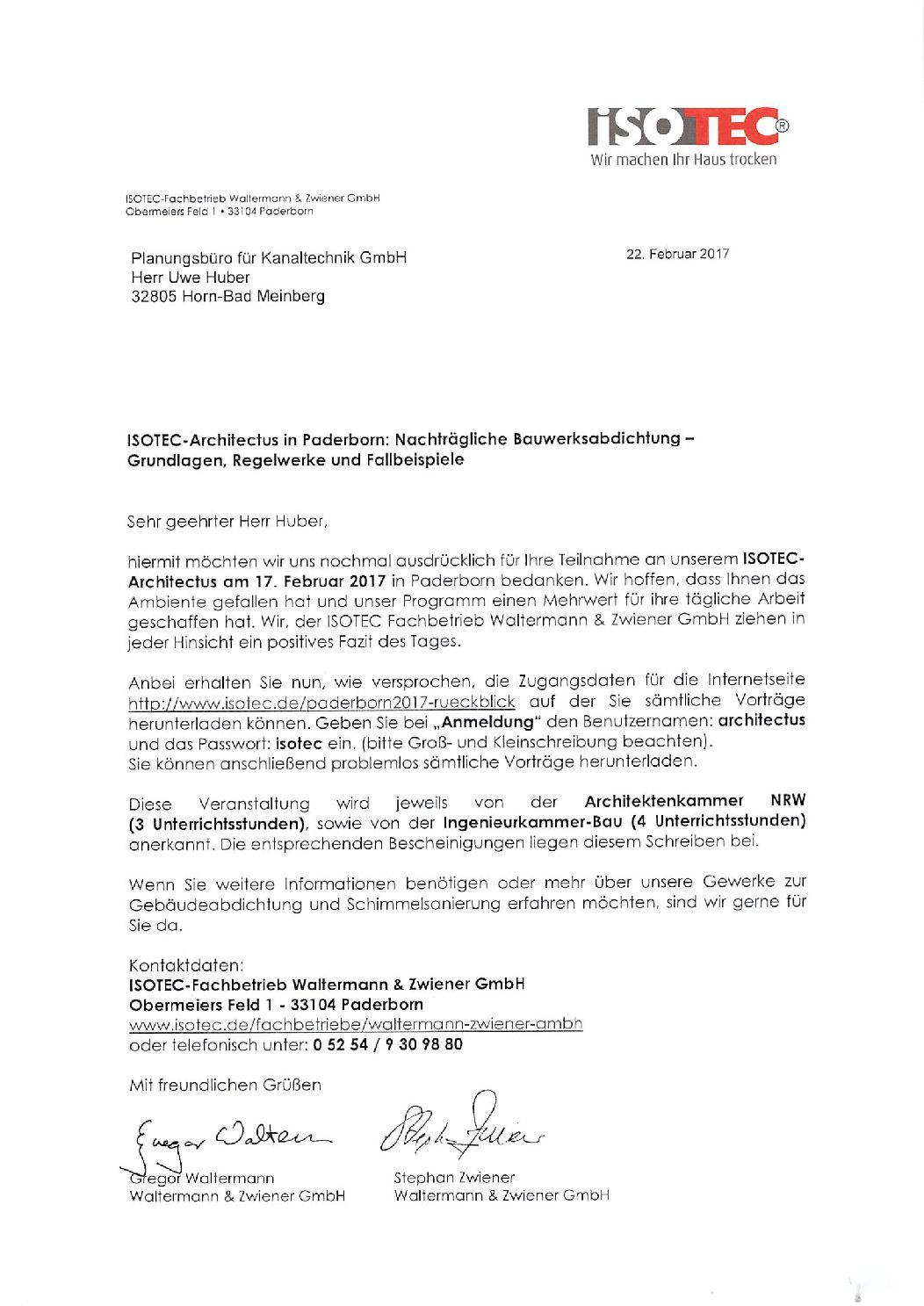 Anerkennung Bauwerksabdichtung